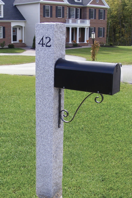 Elegant Granite Mailbox Post with Black Mailbox
