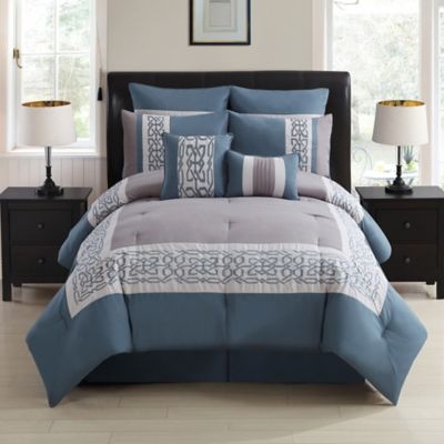 Elegant Grey and Blue Comforter Set for Modern Bedrooms