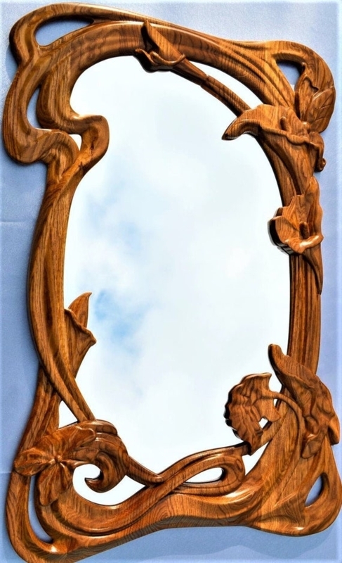 Elegant Hand-Carved Wooden Wall Mirror