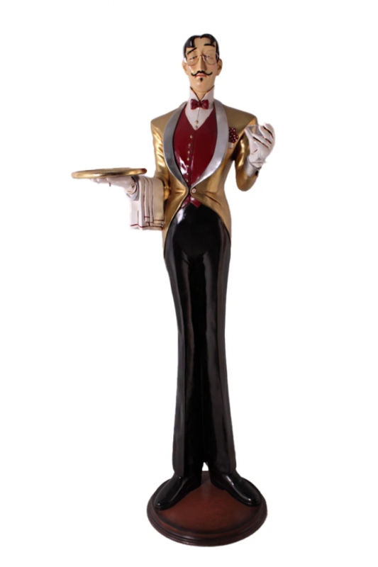 Elegant Life-Size Butler Statue for Hotel Décor