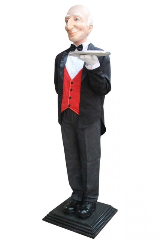 Elegant Life-Size Butler Statue for Hotel Decor