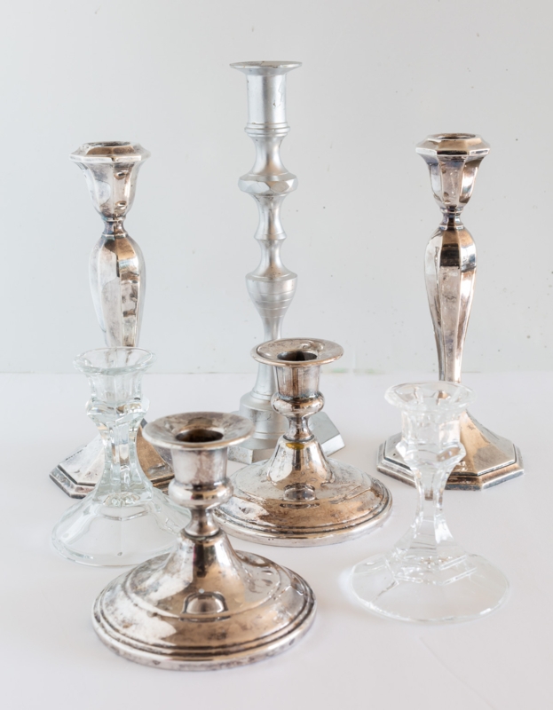 Elegant Mixed Metal and Glass Candle Holders