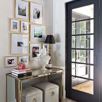 Elegant Ottomans Under Console Table Design