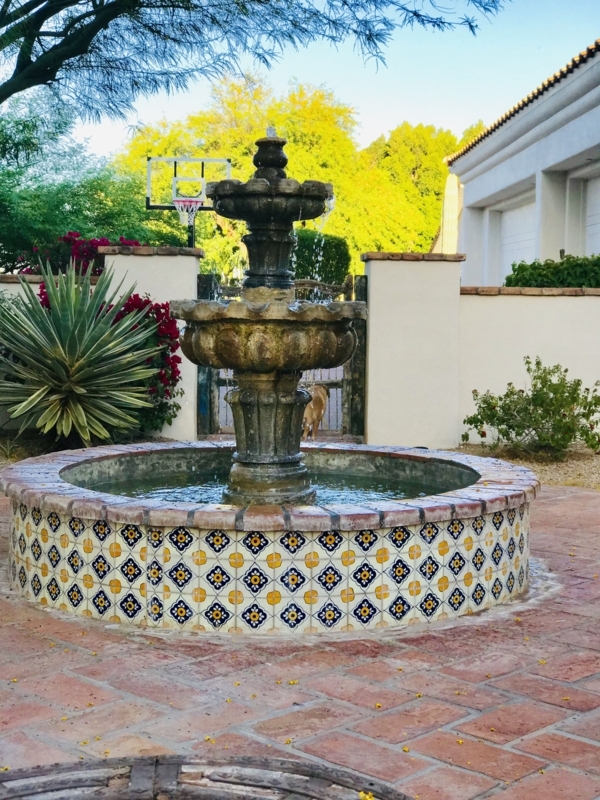 Elegant Outdoor Spanish Fountain with Decorative Tiles