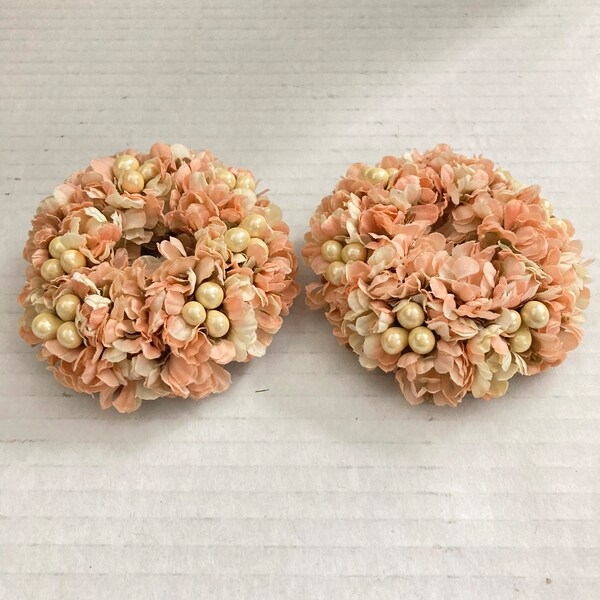 Elegant Peach Floral Taper Candle Rings