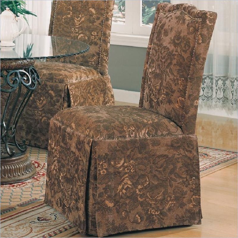 Elegant Skirted Dining Room Chairs with Floral Pattern