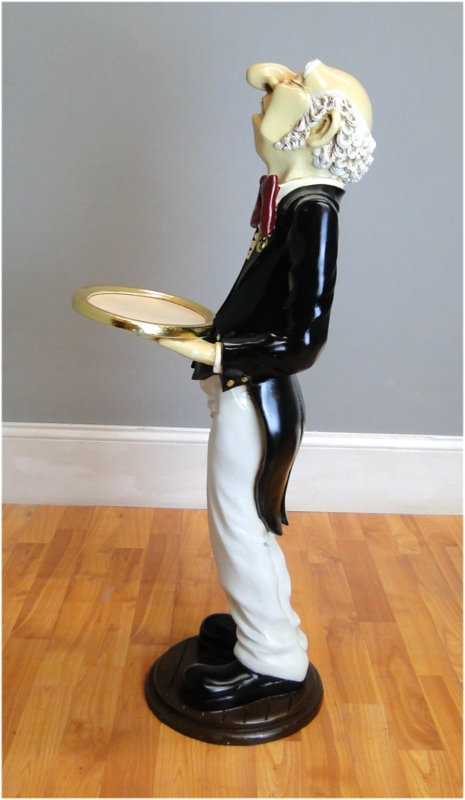 Elegant Snobby Butler Statue with Gold Tray