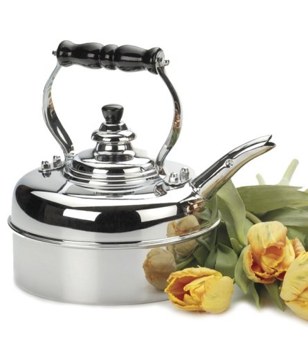 Elegant Stainless Steel Tea Kettle with Tulips