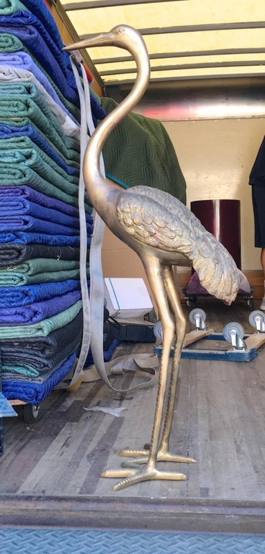 Elegant Tall Brass Heron Standing Floor Sculpture