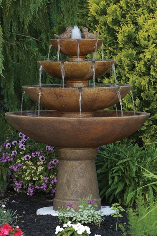 Elegant Tiered Outdoor Spill Fountain with Bird Accents