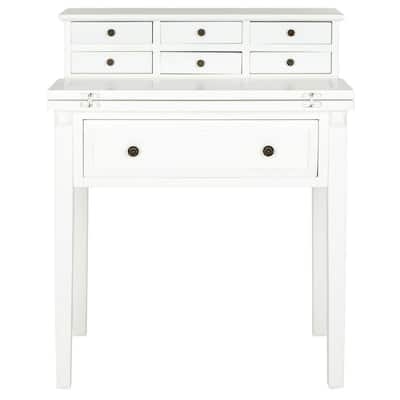 Elegant White Secretary Desk with Multiple Drawers