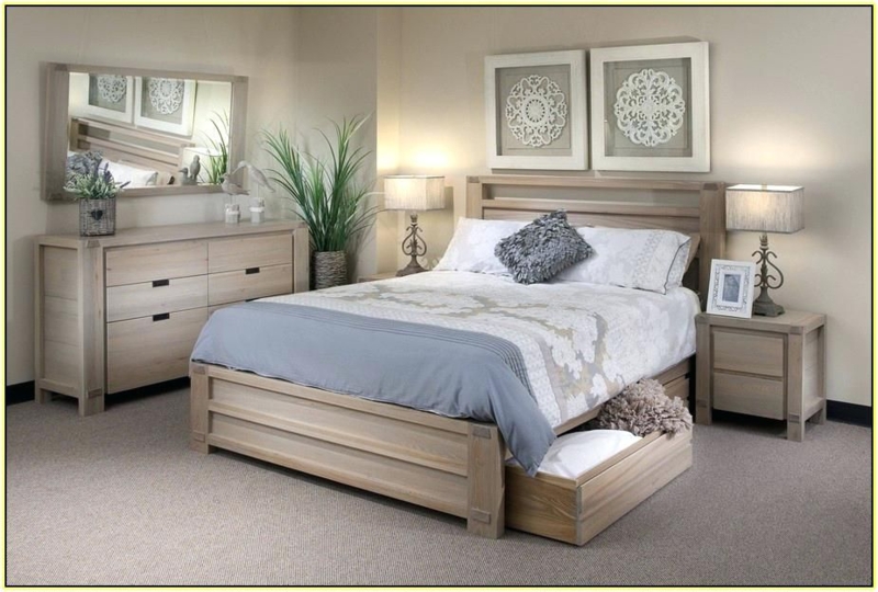 Elegant White Washed Bedroom Set with Storage Drawers