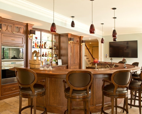 Elegant Wooden Curved Home Bar Design Ideas