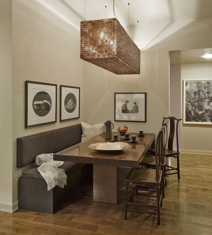 Elegant Wooden Dining Table with Bench Seating