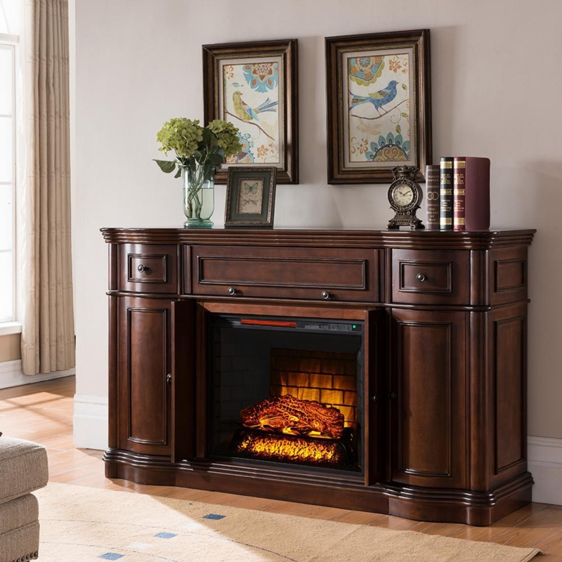 Elegant Wooden Fireplace TV Stand with Classic Decor