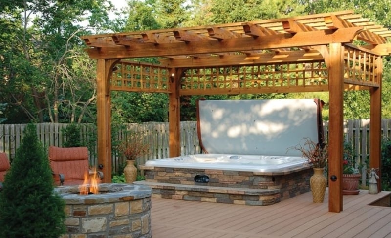 Elegant Wooden Pergola Hot Tub Enclosure Ideas