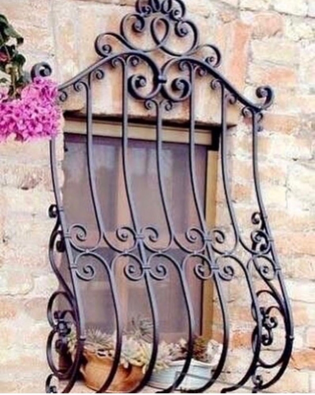 Elegant Wrought Iron Window Grille Design