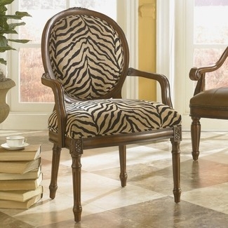 Elegant Zebra Print Dining Chair with Wooden Frame