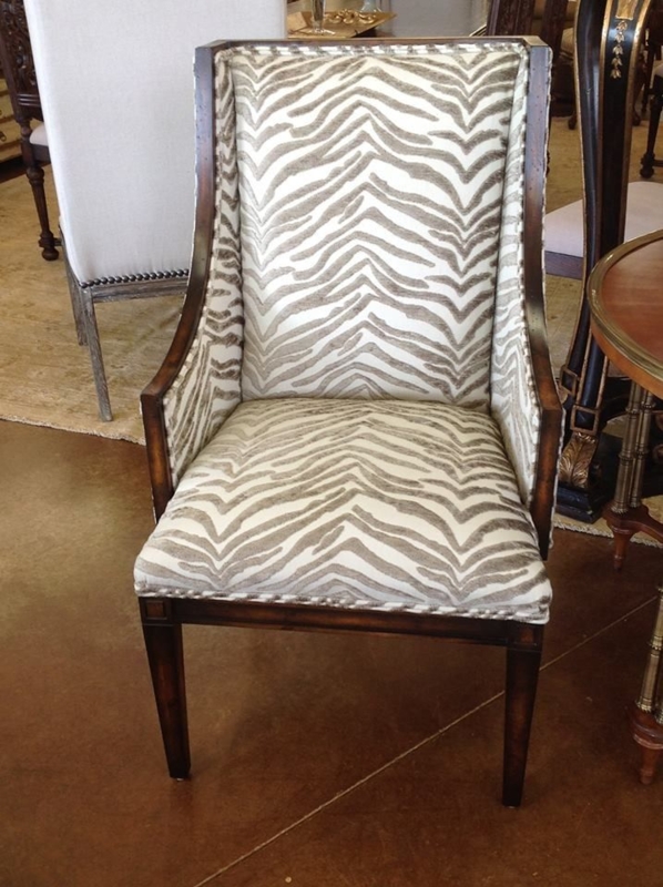 Elegant Zebra Print Dining Chair with Wooden Frame