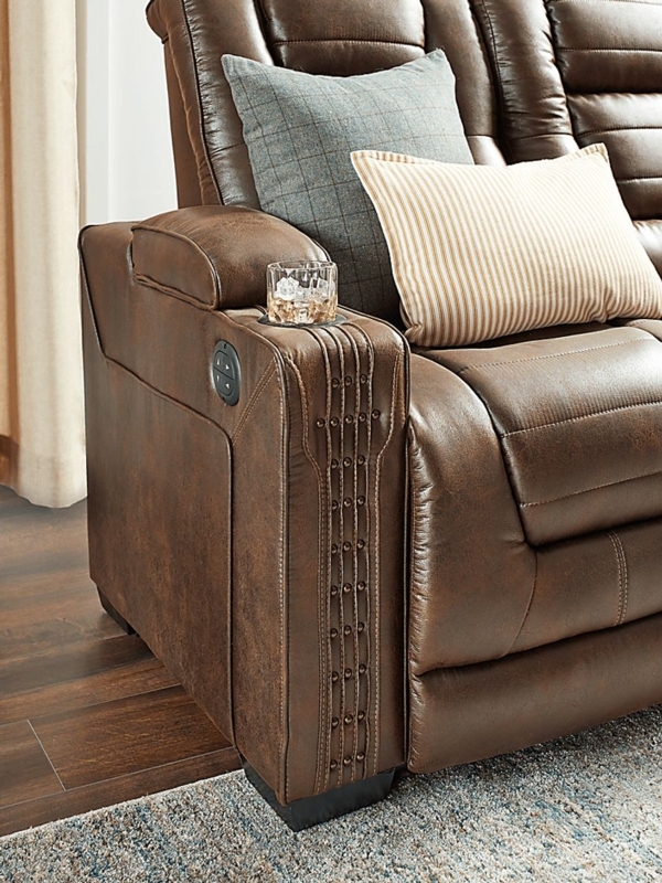 Eric Church Chief Brown Leather Reclining Sectional Sofa