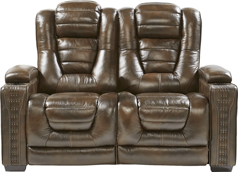 Eric Church Renegade Brown Leather Reclining Loveseat