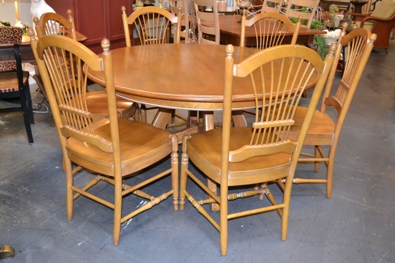 Ethan Allen French Country Wood Dining Set with Six Chairs