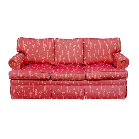 Ethan Allen Red Coral Sofa by ErinLaneEstate on Etsy