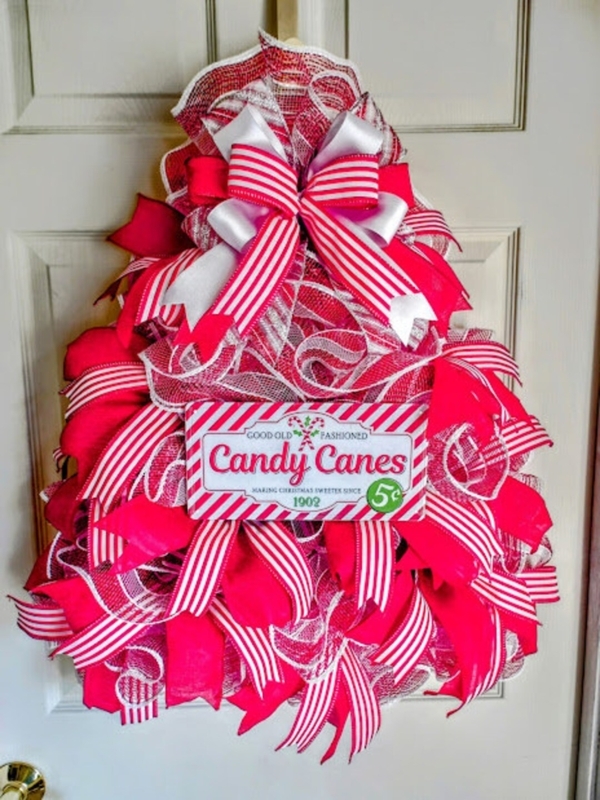Festive Candy Cane Red and White Christmas Tree