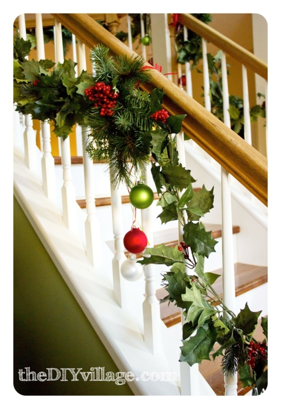 Festive Christmas Banister Garland with Ornaments