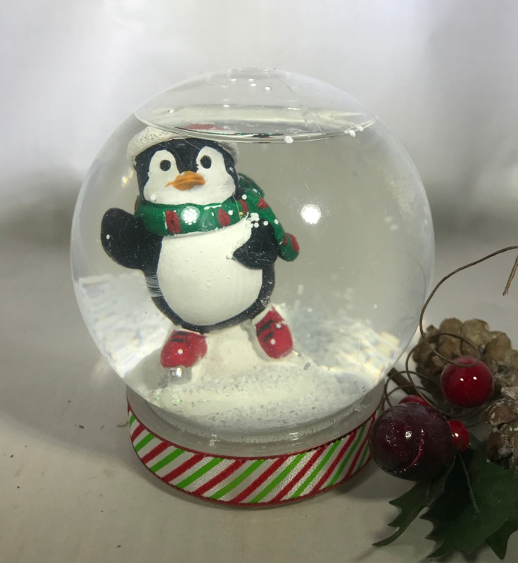Festive Penguin Snow Globe Holiday Decor