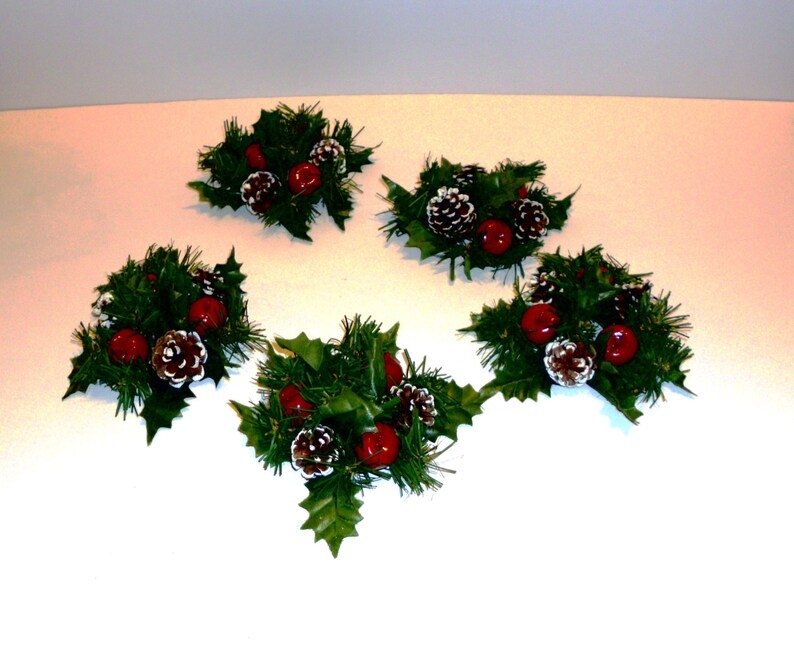 Festive Pine and Berry Christmas Candle Rings