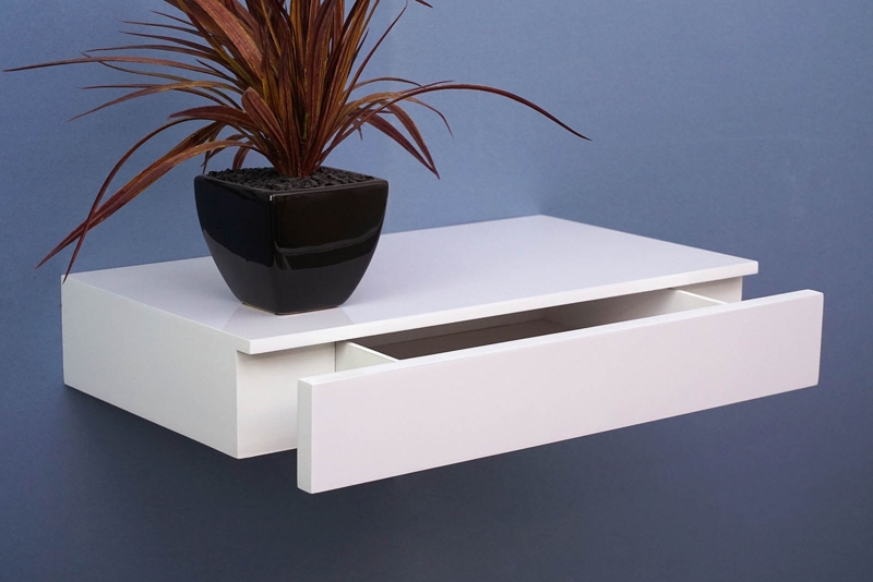 Floating Shelf With Drawer 450x250x80mm  The Shelving Shop