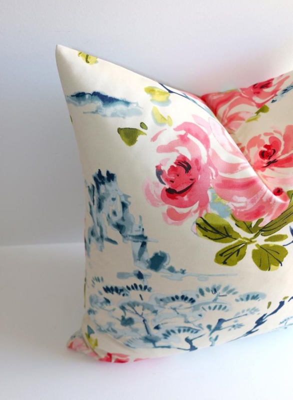 Floral Chinoiserie Decorative Throw Pillow