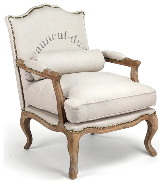 French Country Club Chair with Linen Upholstery