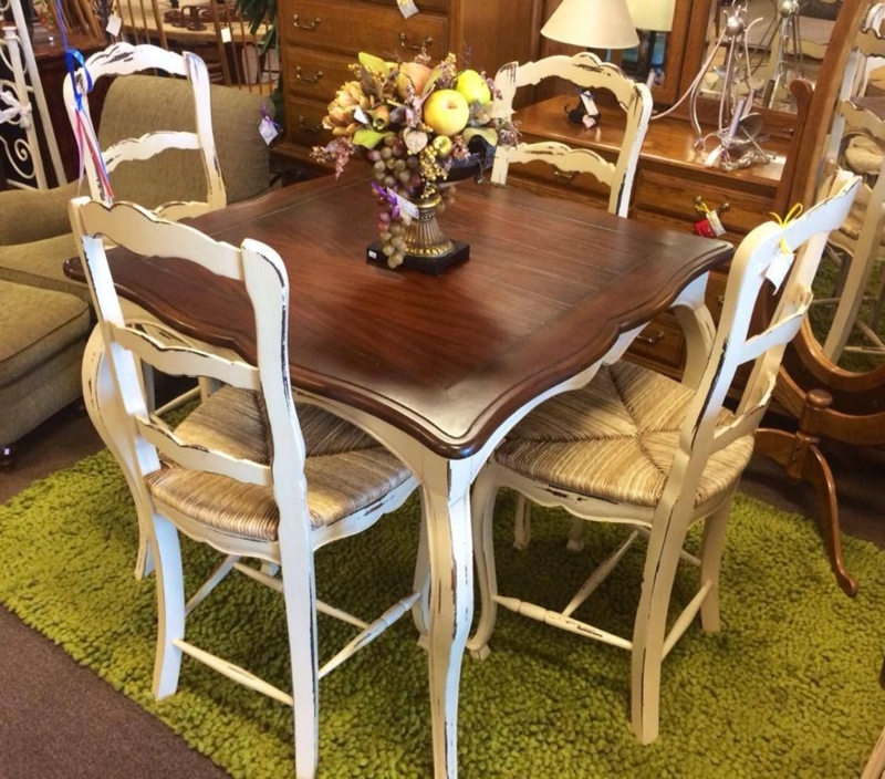 French Country Distressed Wood Dining Set