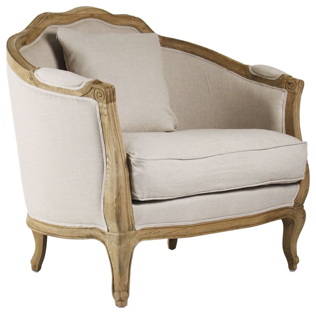 French Country Linen Feather Down Armchair