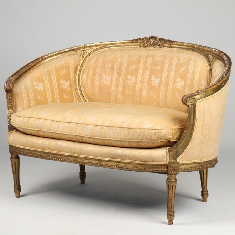 French Louis XVI Style Antique Settee Loveseat Sofa