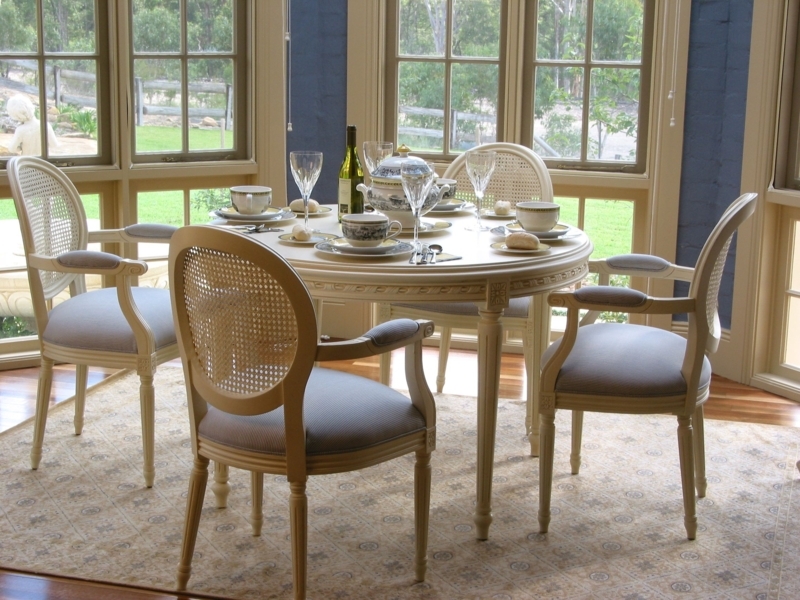 French Provincial Cane Back Dining Chairs Set
