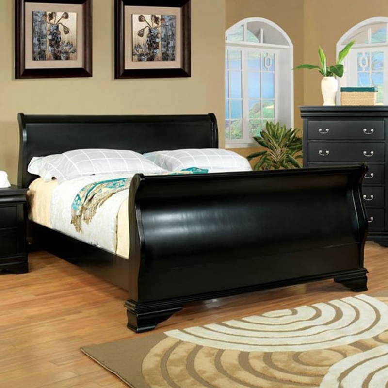 Furniture of America Laurelle Black Sleigh Bed