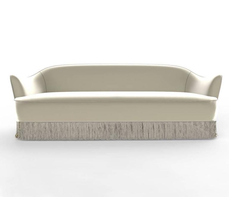 Gilda Fringe Sofa by Lorenza Bozzoli in Neutral Tone