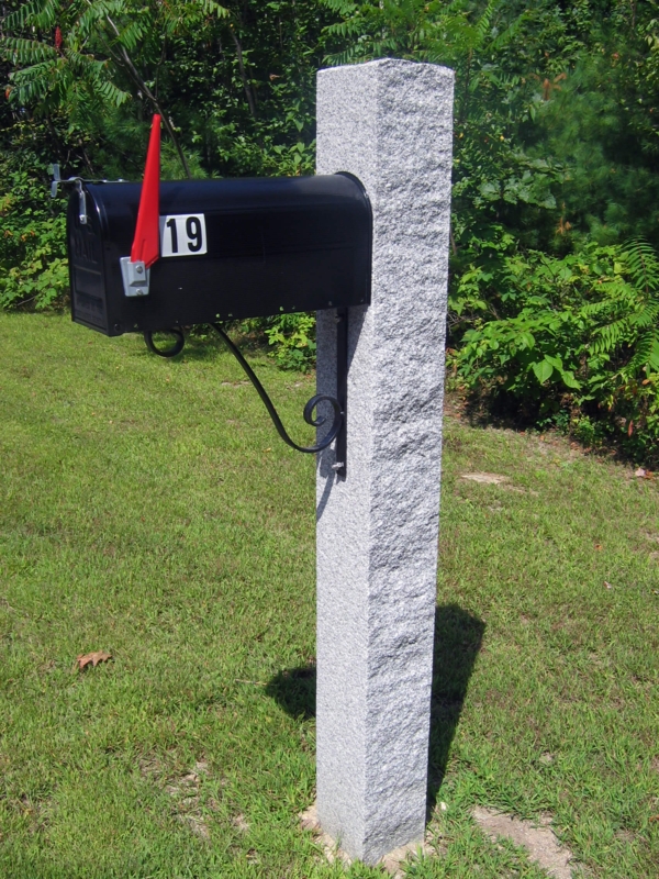 Granite Mailbox Post with Classic Black Mailbox