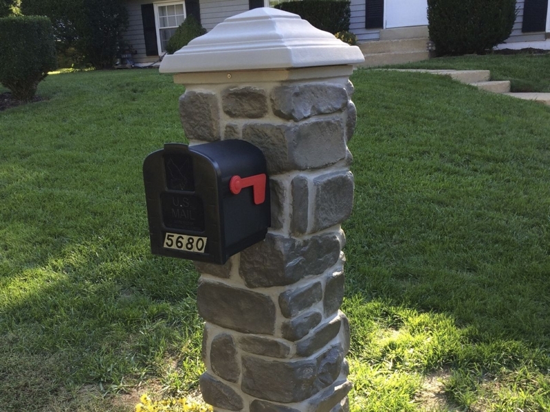 Gray Tumbled Stone Mailbox Kit with Classic Design