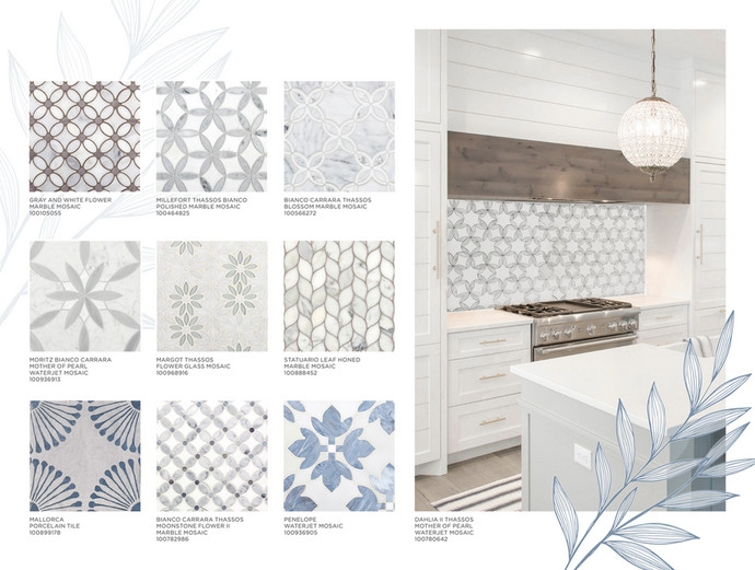 Grey and White Flower Marble Mosaic Backsplash