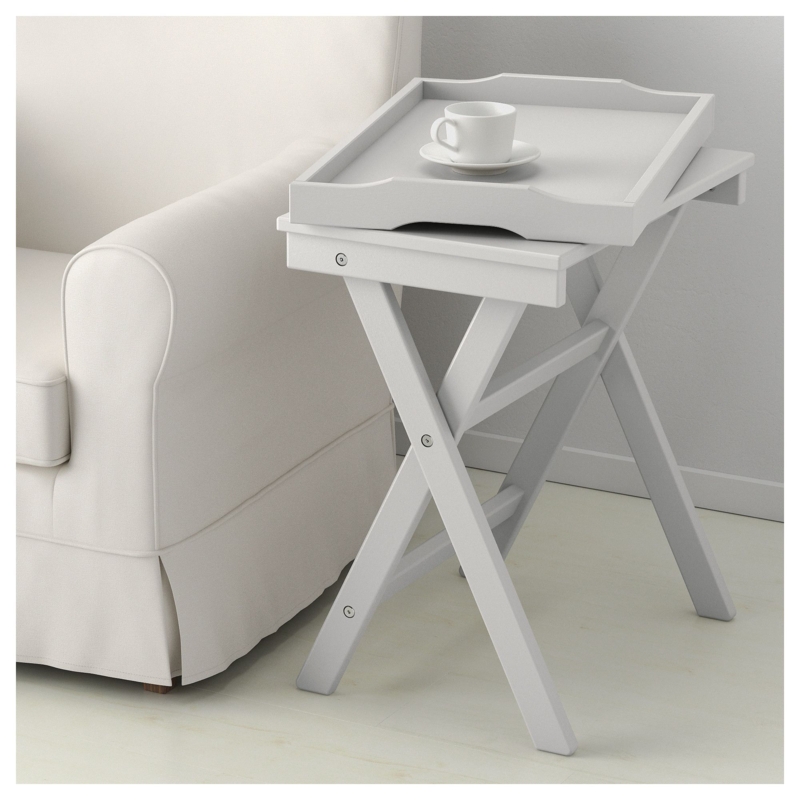 Grey Butler's Tray Table with Foldable Dining Set