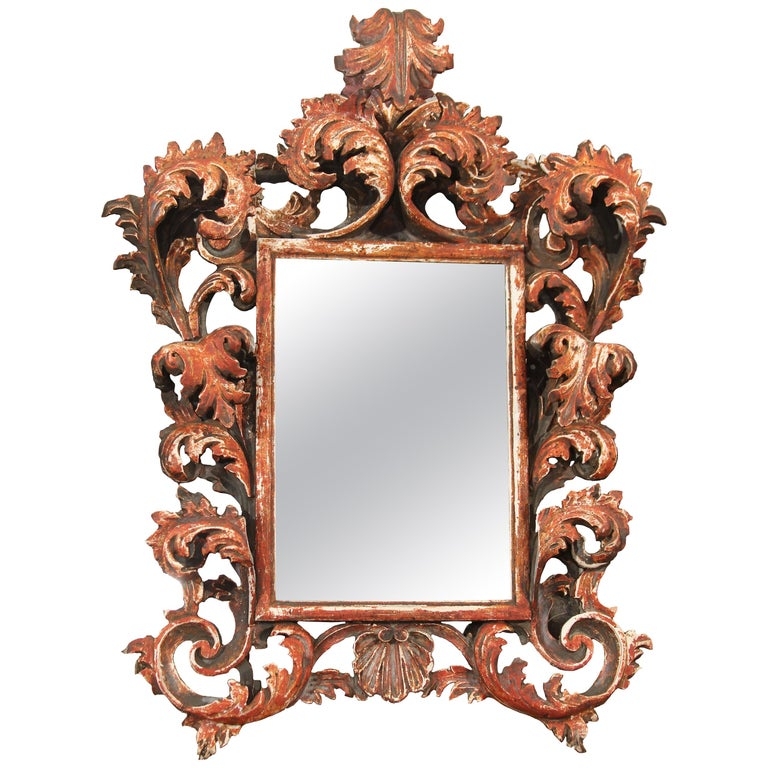 Hand Carved Italian Antique Wood Mirror