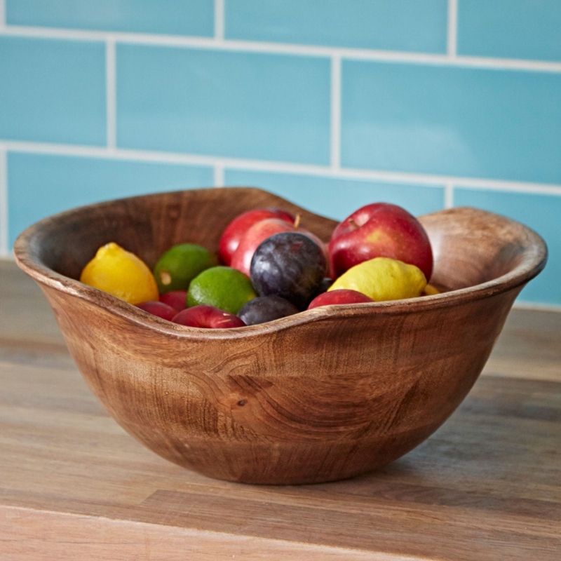 Hand-Carved Natural Mango Wood Fruit Bowl