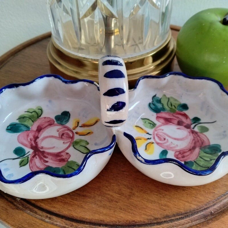 Hand-Painted Floral Ceramic Candy Dish