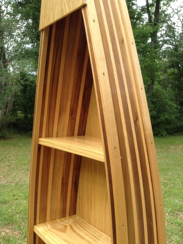 Handcrafted Black Walnut and Red Oak Canoe Bookshelf