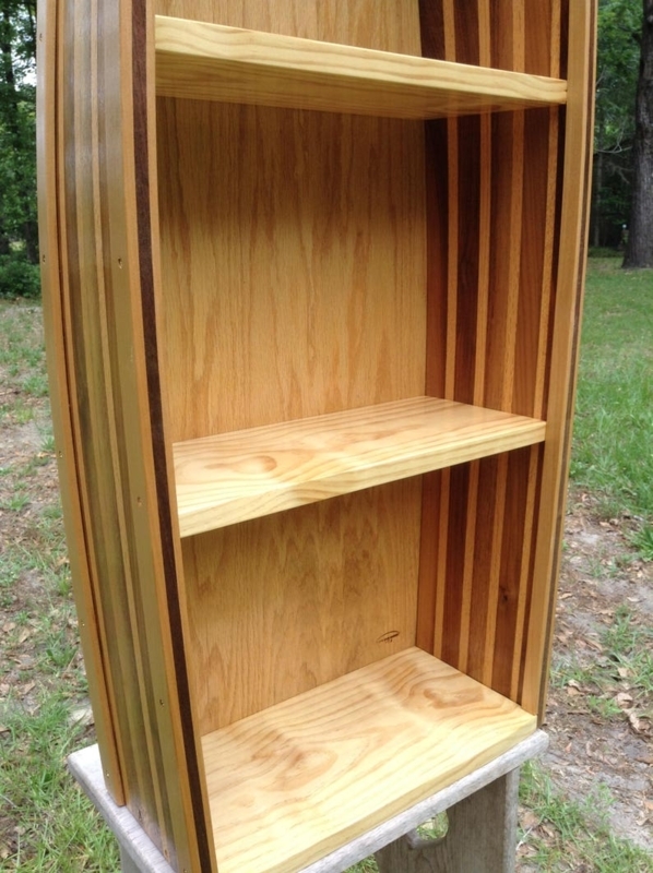Handcrafted Black Walnut and Red Oak Canoe Bookshelf