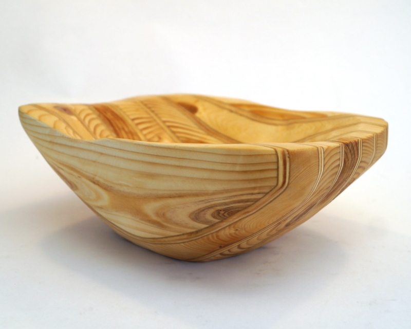Handcrafted Laminated Wood Carved Decorative Bowl